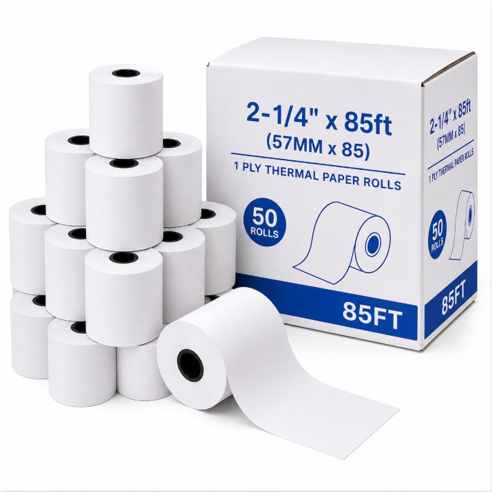 2-1/4 x85ft (57MMX85) 1 ply Thermal Paper Rolls 50ct     85FT