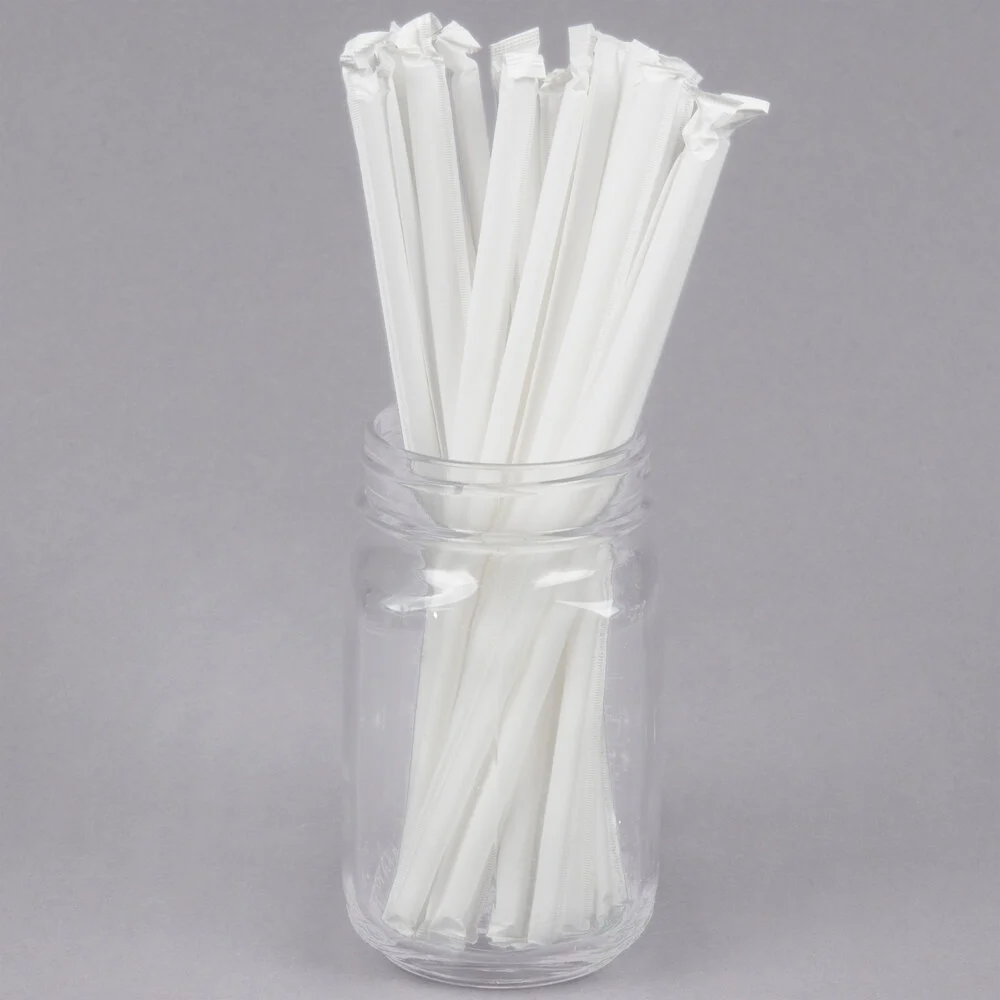 7.3/4″ Jumbo Clear Plastic Straws Wrapped Single PACK
