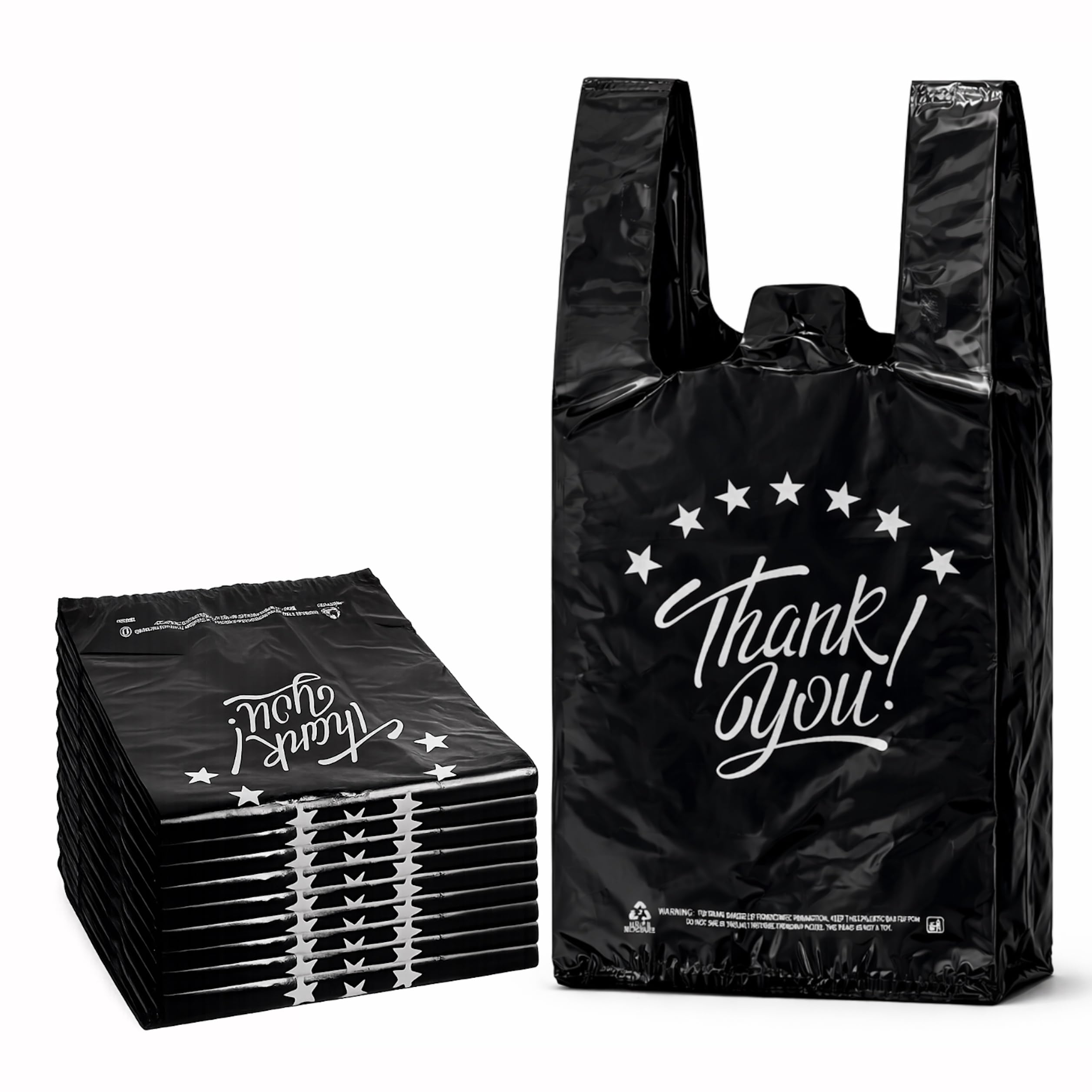 1/6 BLACK Thank You Plastic Bag 400