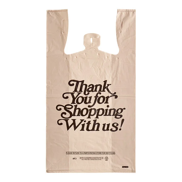 1/6 BEIGE/BROWN Thank You Plastic Bag 600