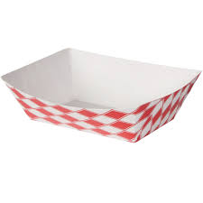 RP100 1LB PAPER FOOD TRAY RED/WHITE 1000CT